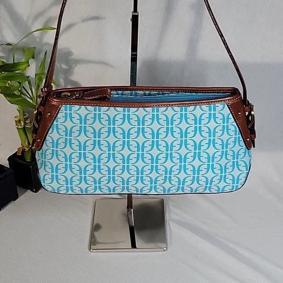 Fossil Monogram Canvas & Leather Shoulder Bag w/ Key - Picture 6 of 11